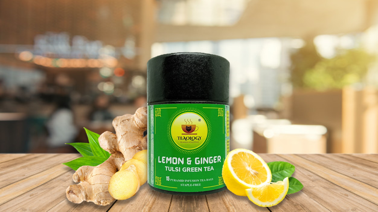 Lemon Ginger Tulsi Green Tea (15 Pyramid Tea bags)