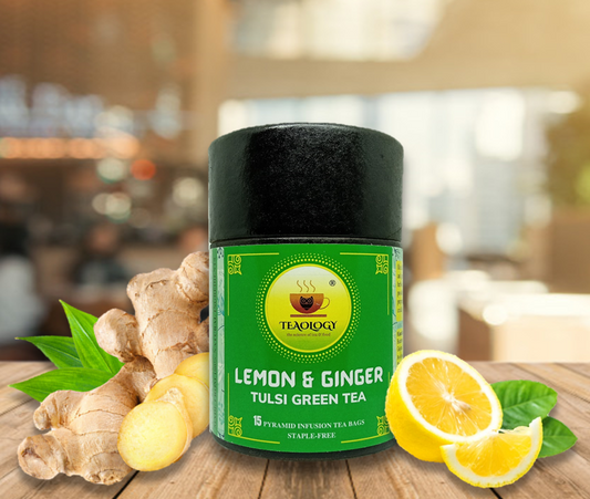 Lemon Ginger Tulsi Green Tea (15 Pyramid Tea bags)